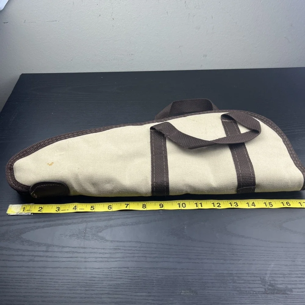 Vintage Beige Canvas Utility Carry Case Small Padded Zippered Storage Bag